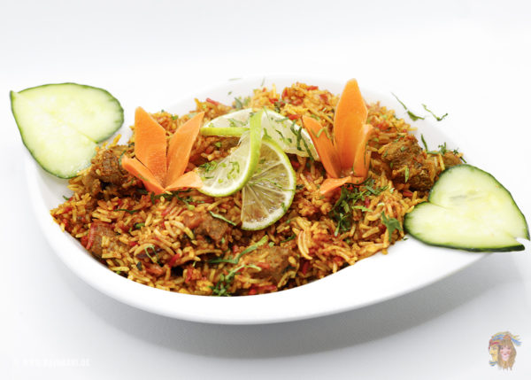 Indisches Essen Lamm Biryani bei RajaRani Heidelberg
